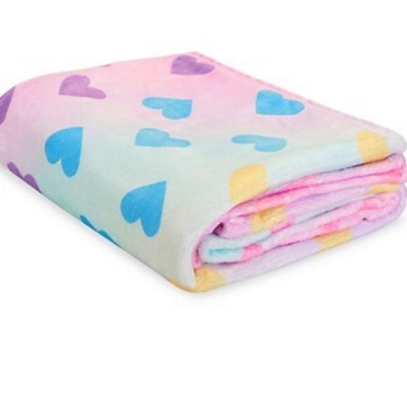 Miss Gwen’s OMG Accessories Other - OMG Accessories Ombré Hearts Soft, Fuzzy Blanket in Rainbow Colors